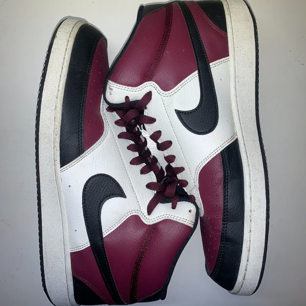 Nike Court Vision Mid Maroon and White Men's Shoes